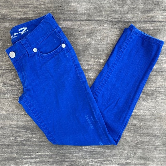 Seven 7 Distressed Jeans in Cobalt Blue - Size 26 - Picture 1 of 9